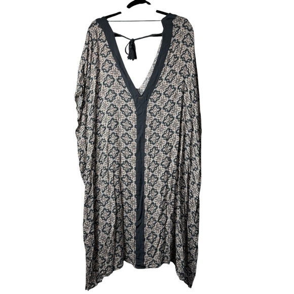 O’Neill Womens M/L Kaftan Tunic Swim Cover Up V-Neck Black Dress Boho Hippie Gyp - Picture 4 of 10